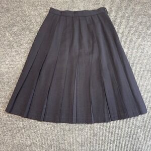 J.G. Hook Vintage Navy Pleated Midi Skirt Size 6 100% Wool Classic Preppy A-Line